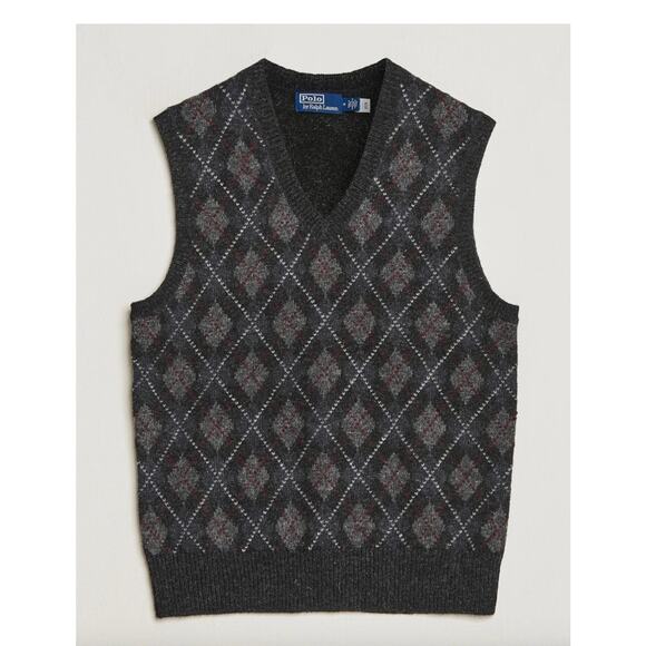 Ralph Lauren Charcoal Wool Argyle Pullover V-Neck Vest Sz XL $298 Preppy Heritag - Picture 2 of 14
